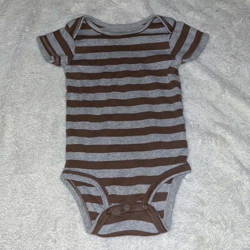 (3 for $10) carters 12 month striped brown and gray bodysuit